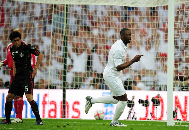Ledley King scores his second international goal for England.